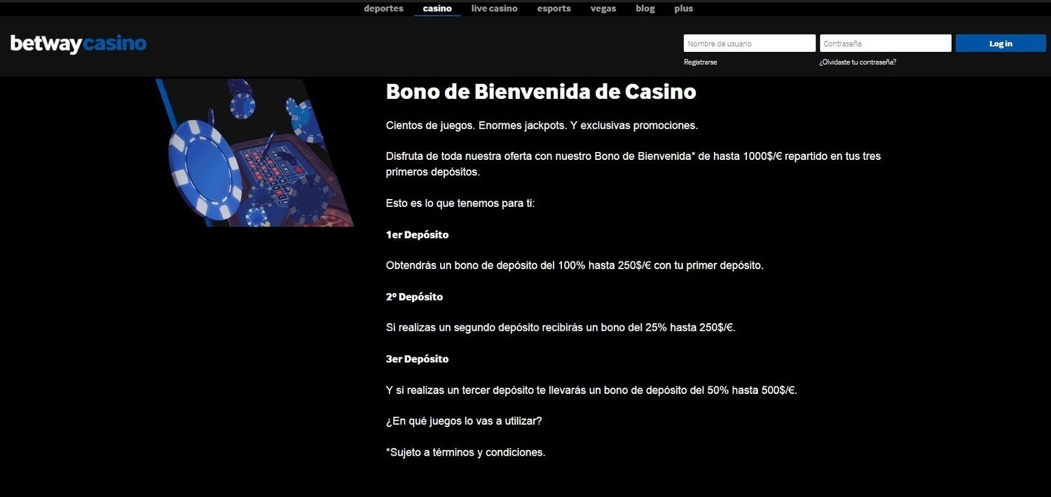 Bonos y promociones Casino Betway