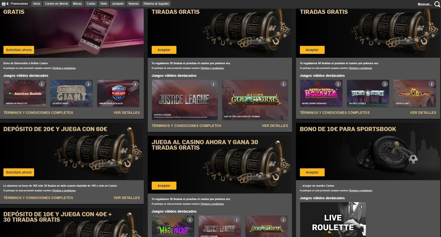Bonos y promociones Casino Betfair