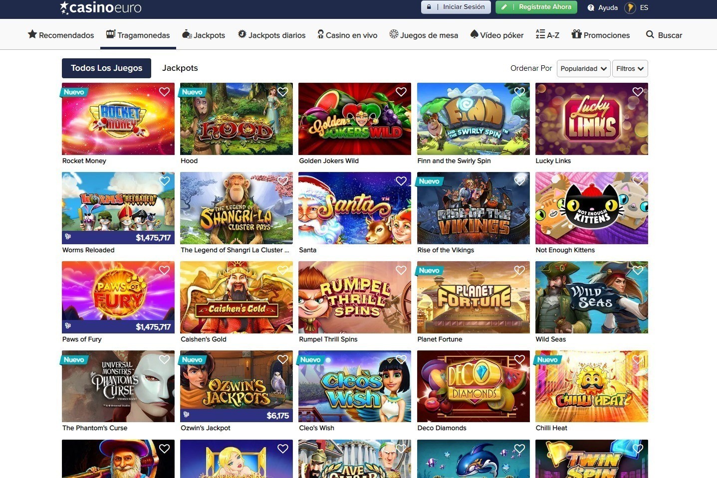 Juegos y software Casino Euro